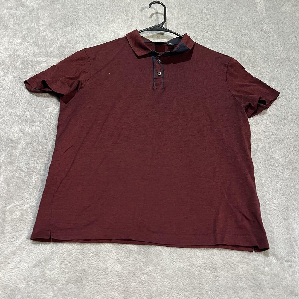 BOSS Hugo Boss Press 37 Polo Shirt Mens Large Red Micro Stripe Mercerised